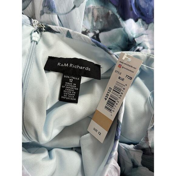 NEW NWT R & M Richards Floral Chiffon Gown Blue size 12 - Picture 9 of 9